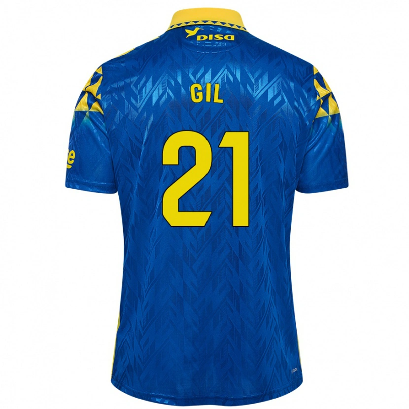 Danxen Uomo Maglia Iván Gil #21 Blu Giallo Kit Gara Away 2024/25 Maglietta
