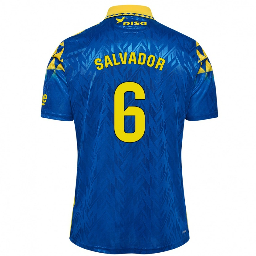 Danxen Uomo Maglia Pol Salvador #6 Blu Giallo Kit Gara Away 2024/25 Maglietta