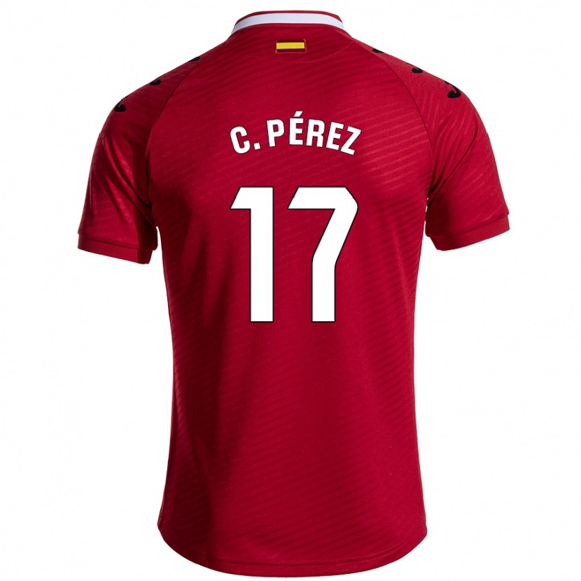Danxen Uomo Maglia Carles Pérez #17 Rosso Scuro Kit Gara Away 2024/25 Maglietta