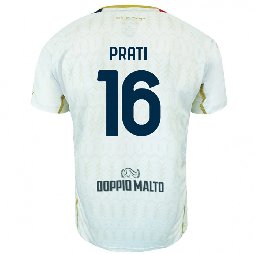 Danxen Uomo Maglia Matteo Prati #16 Bianco Kit Gara Away 2024/25 Maglietta