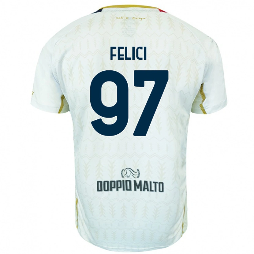 Danxen Uomo Maglia Mattia Felici #97 Bianco Kit Gara Away 2024/25 Maglietta