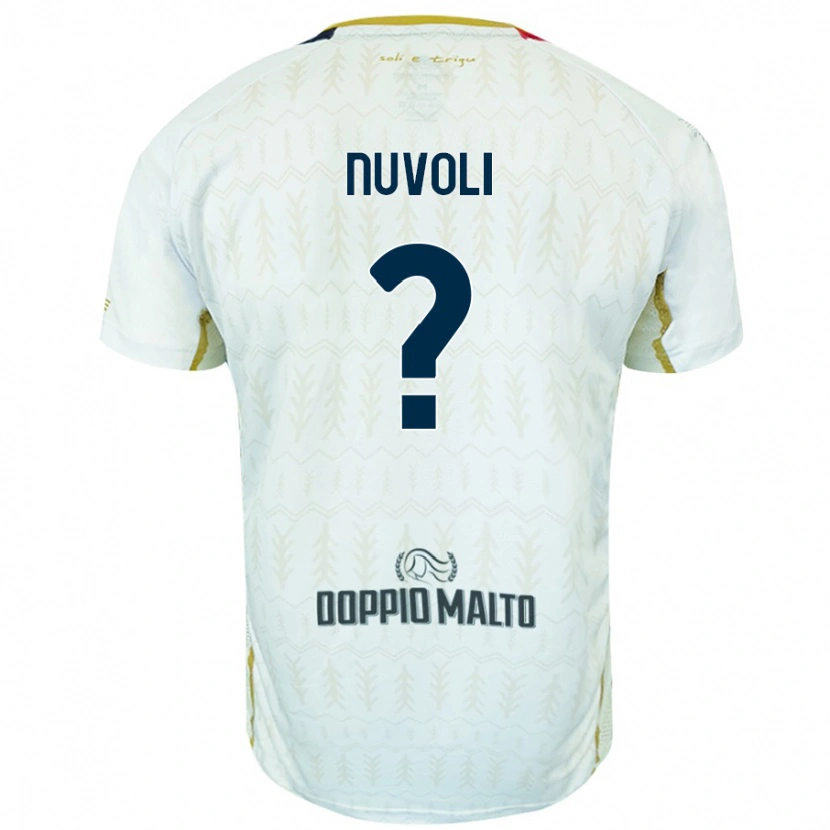 Danxen Uomo Maglia Matteo Nuvoli #0 Bianco Kit Gara Away 2024/25 Maglietta