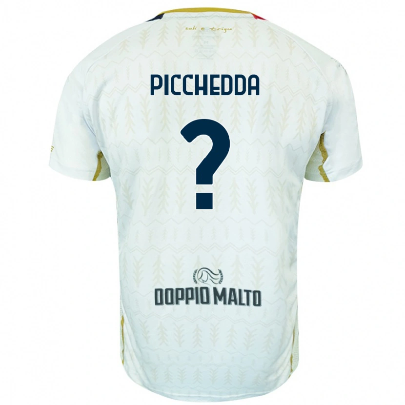 Danxen Uomo Maglia Marco Picchedda #0 Bianco Kit Gara Away 2024/25 Maglietta