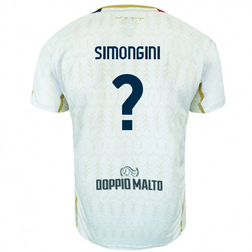 Danxen Uomo Maglia Andrea Simongini #0 Bianco Kit Gara Away 2024/25 Maglietta