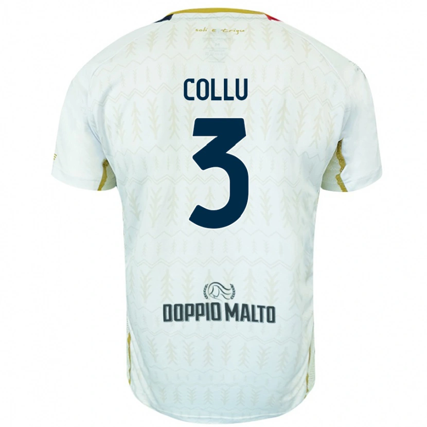 Danxen Uomo Maglia Davide Collu #3 Bianco Kit Gara Away 2024/25 Maglietta