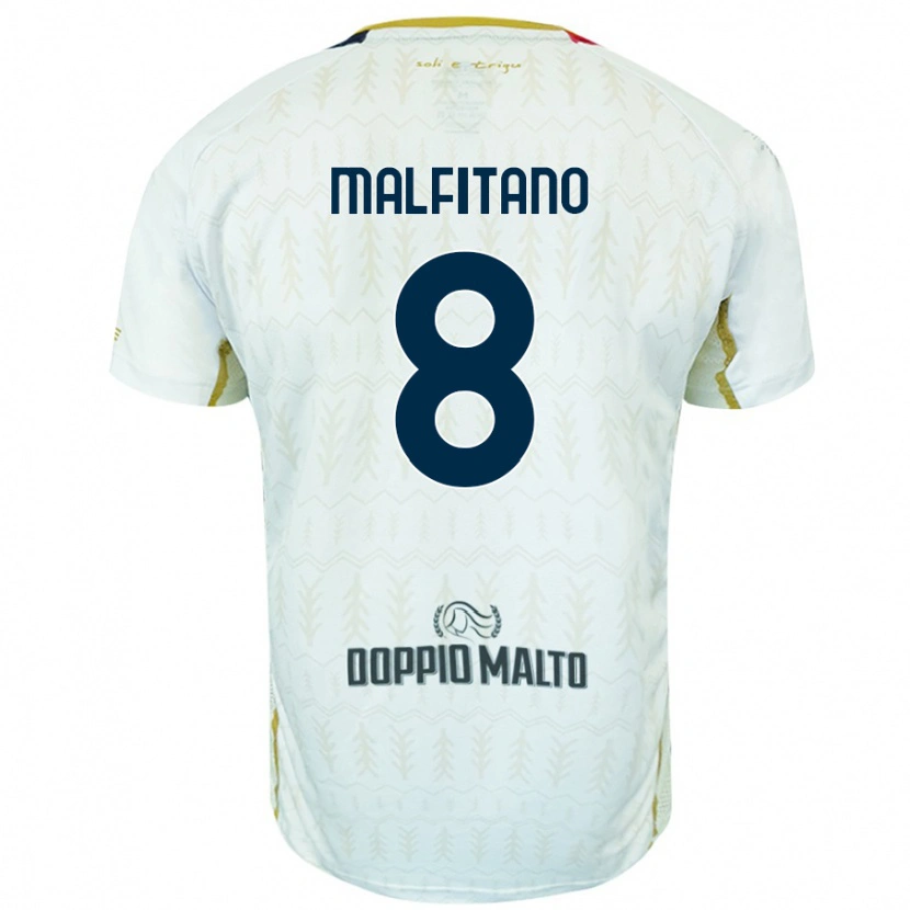 Danxen Uomo Maglia Roberto Malfitano #8 Bianco Kit Gara Away 2024/25 Maglietta