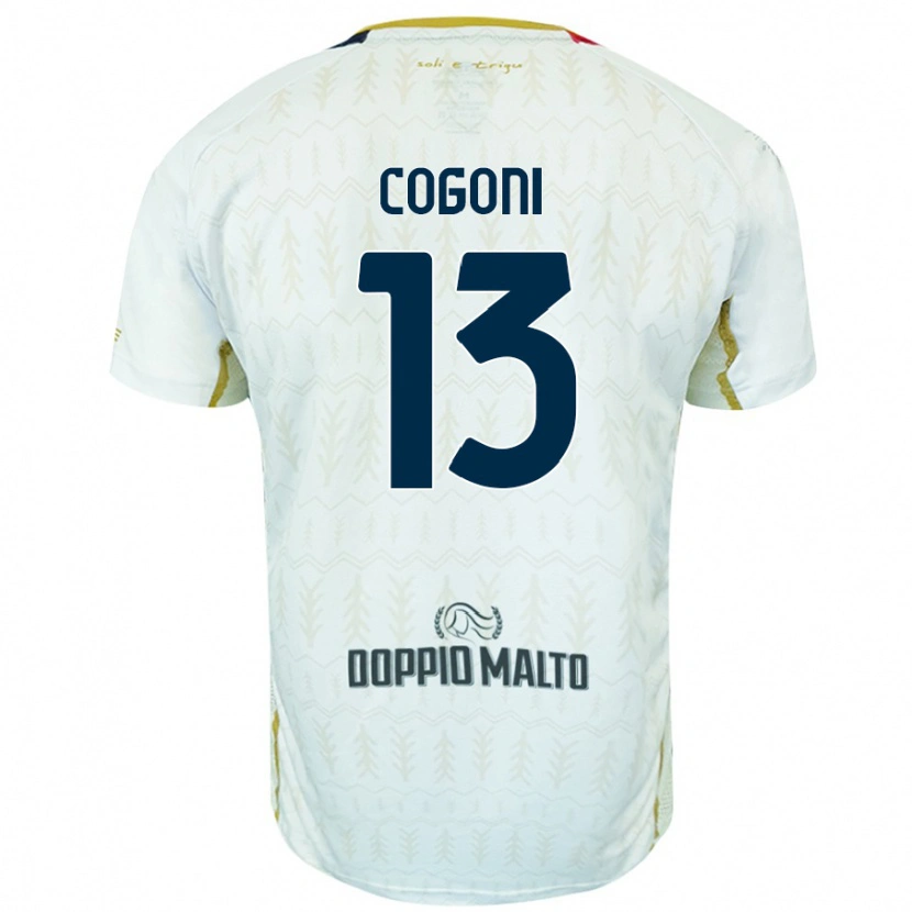 Danxen Uomo Maglia Andrea Cogoni #13 Bianco Kit Gara Away 2024/25 Maglietta
