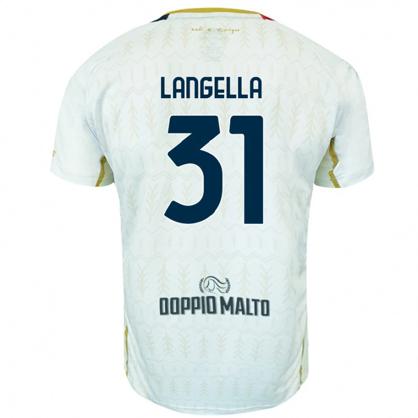 Danxen Uomo Maglia Matteo Langella #31 Bianco Kit Gara Away 2024/25 Maglietta