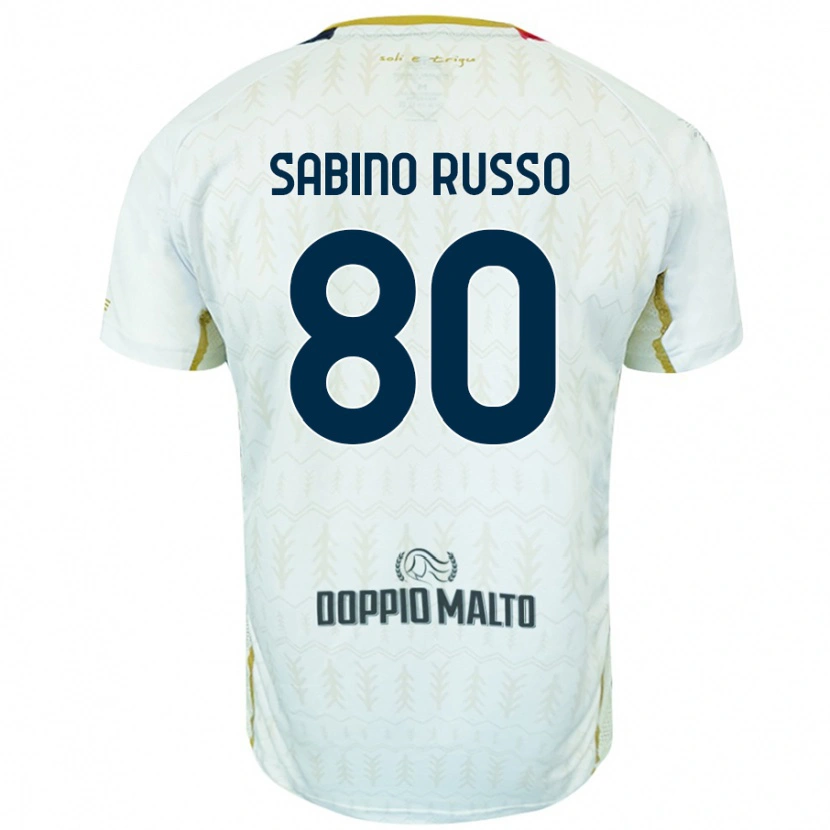 Danxen Uomo Maglia Alessandro Sabino Russo #80 Bianco Kit Gara Away 2024/25 Maglietta