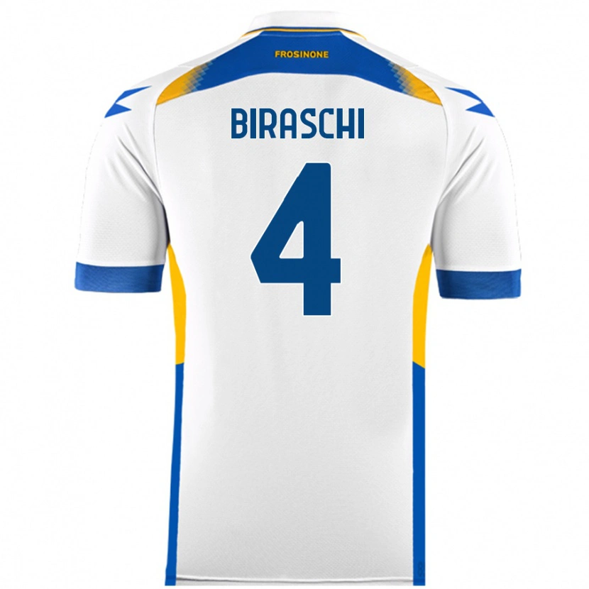 Danxen Uomo Maglia Davide Biraschi #4 Bianco Kit Gara Away 2024/25 Maglietta