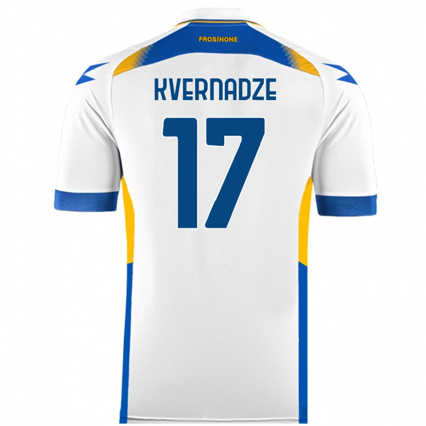 Danxen Uomo Maglia Giorgi Kvernadze #17 Bianco Kit Gara Away 2024/25 Maglietta