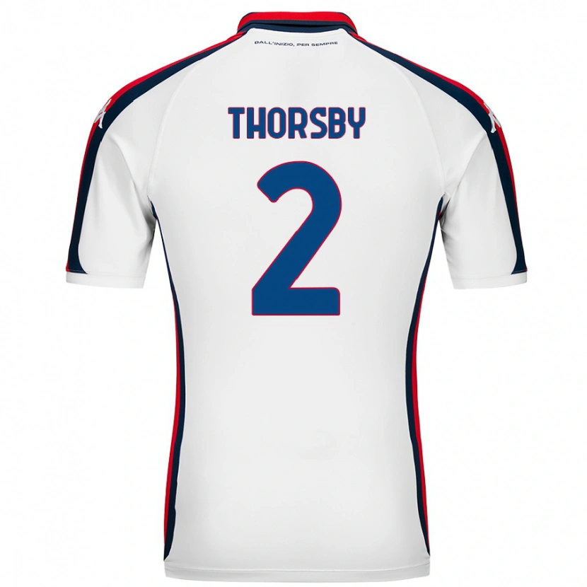 Danxen Uomo Maglia Morten Thorsby #2 Bianco Kit Gara Away 2024/25 Maglietta