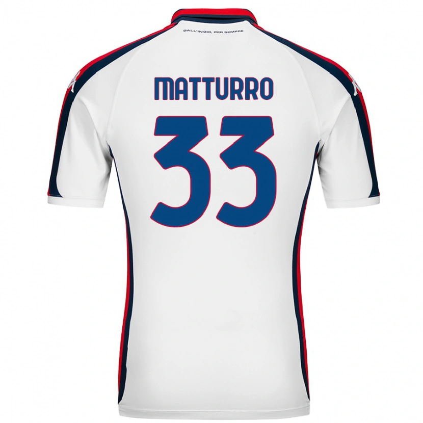 Danxen Uomo Maglia Alan Matturro #33 Bianco Kit Gara Away 2024/25 Maglietta