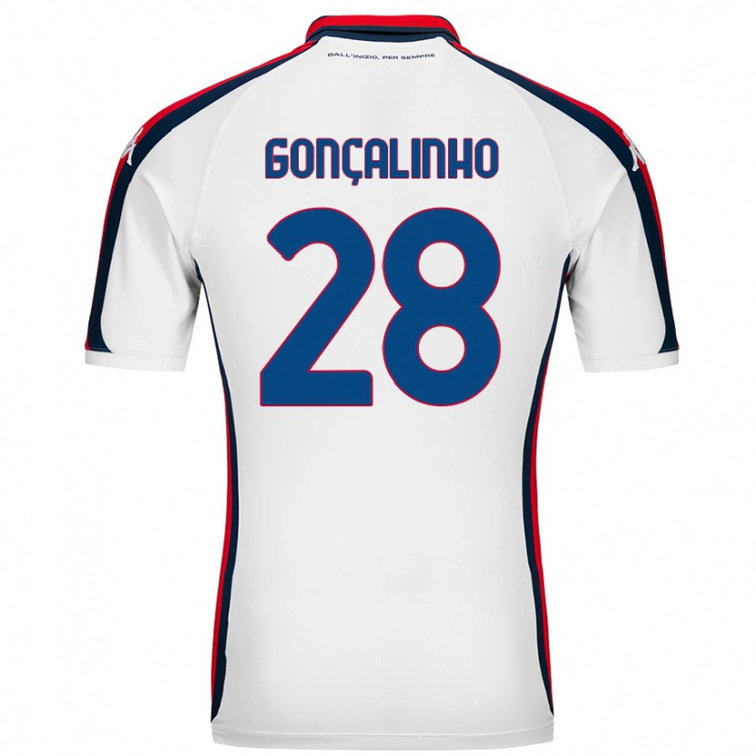 Danxen Uomo Maglia João Gonçalinho #28 Bianco Kit Gara Away 2024/25 Maglietta