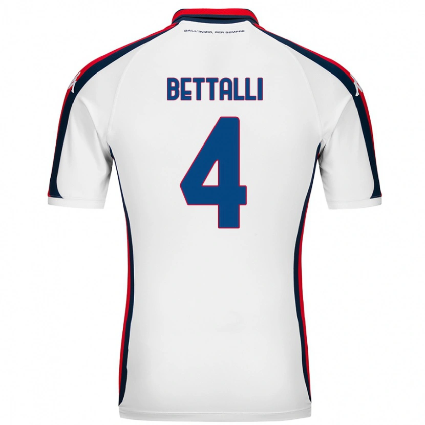 Danxen Uomo Maglia Giorgia Bettalli #4 Bianco Kit Gara Away 2024/25 Maglietta