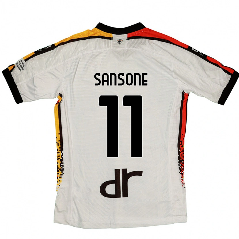 Danxen Uomo Maglia Nicola Sansone #11 Bianco Nero Kit Gara Away 2024/25 Maglietta
