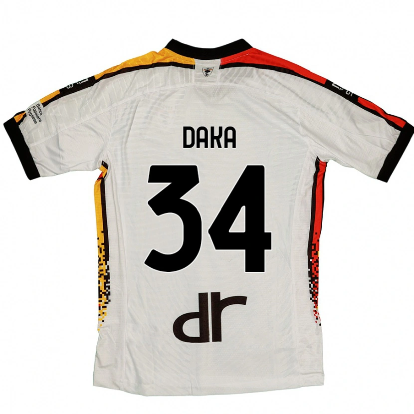 Danxen Uomo Maglia Dario Daka #34 Bianco Nero Kit Gara Away 2024/25 Maglietta