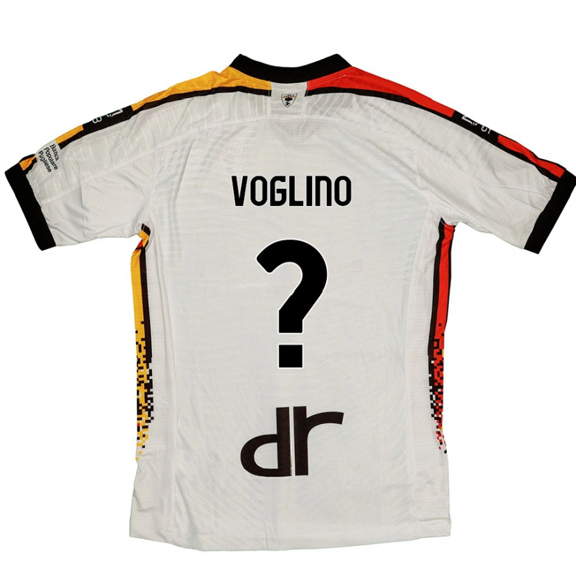 Danxen Uomo Maglia Giacomo Voglino #0 Bianco Nero Kit Gara Away 2024/25 Maglietta