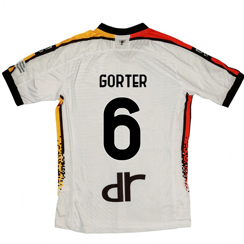 Danxen Uomo Maglia Olaf Gorter #6 Bianco Nero Kit Gara Away 2024/25 Maglietta