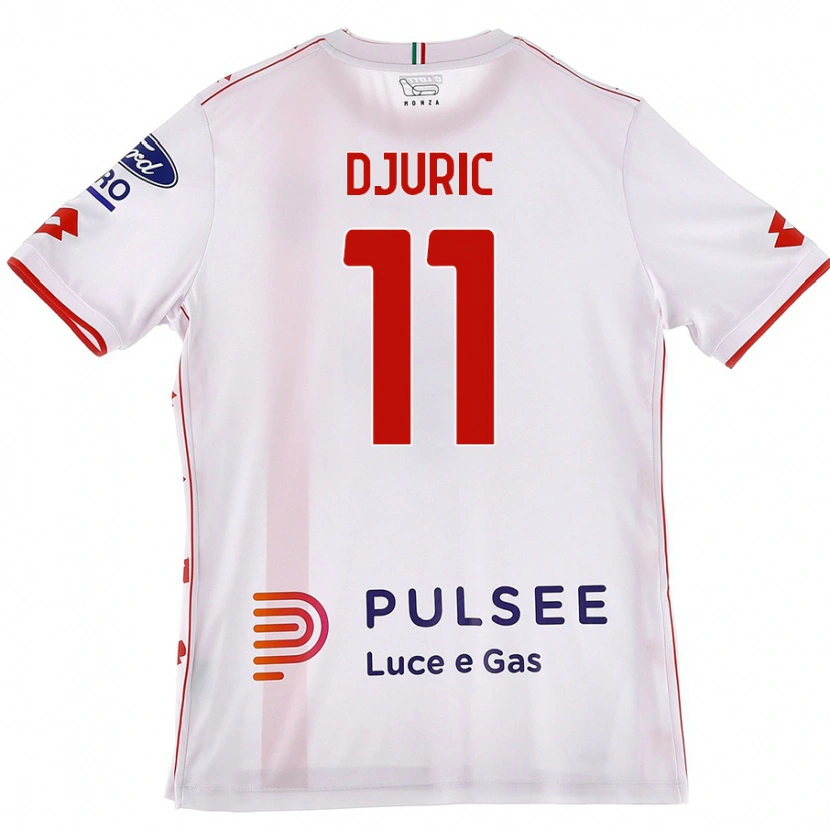 Danxen Uomo Maglia Milan Djuric #11 Bianco Rosso Kit Gara Away 2024/25 Maglietta