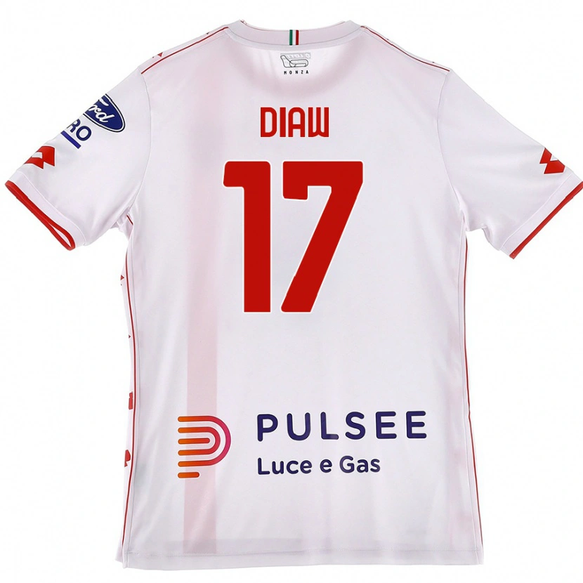 Danxen Uomo Maglia Davide Diaw #17 Bianco Rosso Kit Gara Away 2024/25 Maglietta