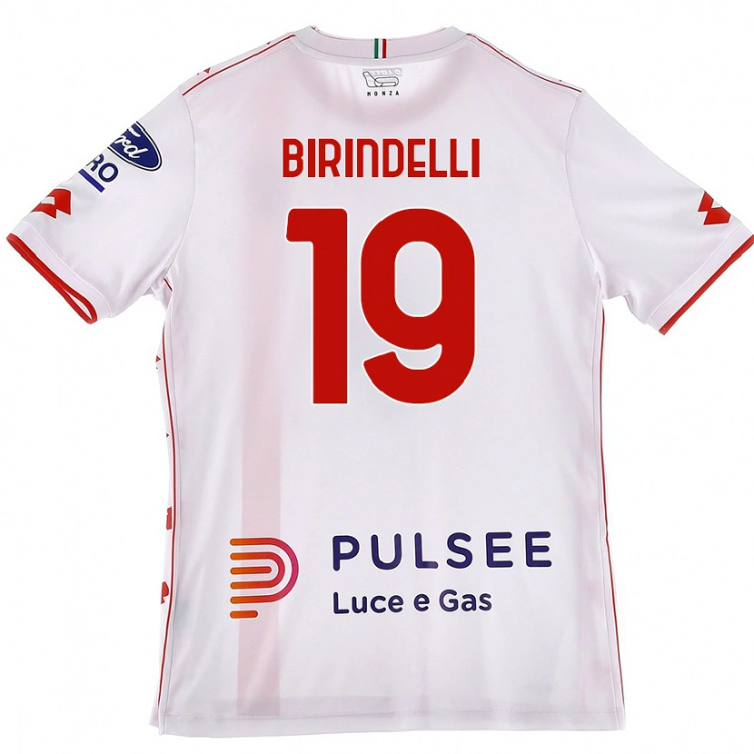 Danxen Uomo Maglia Samuele Birindelli #19 Bianco Rosso Kit Gara Away 2024/25 Maglietta