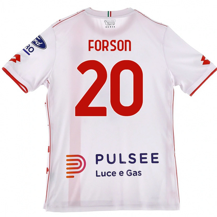Danxen Uomo Maglia Omari Forson #20 Bianco Rosso Kit Gara Away 2024/25 Maglietta