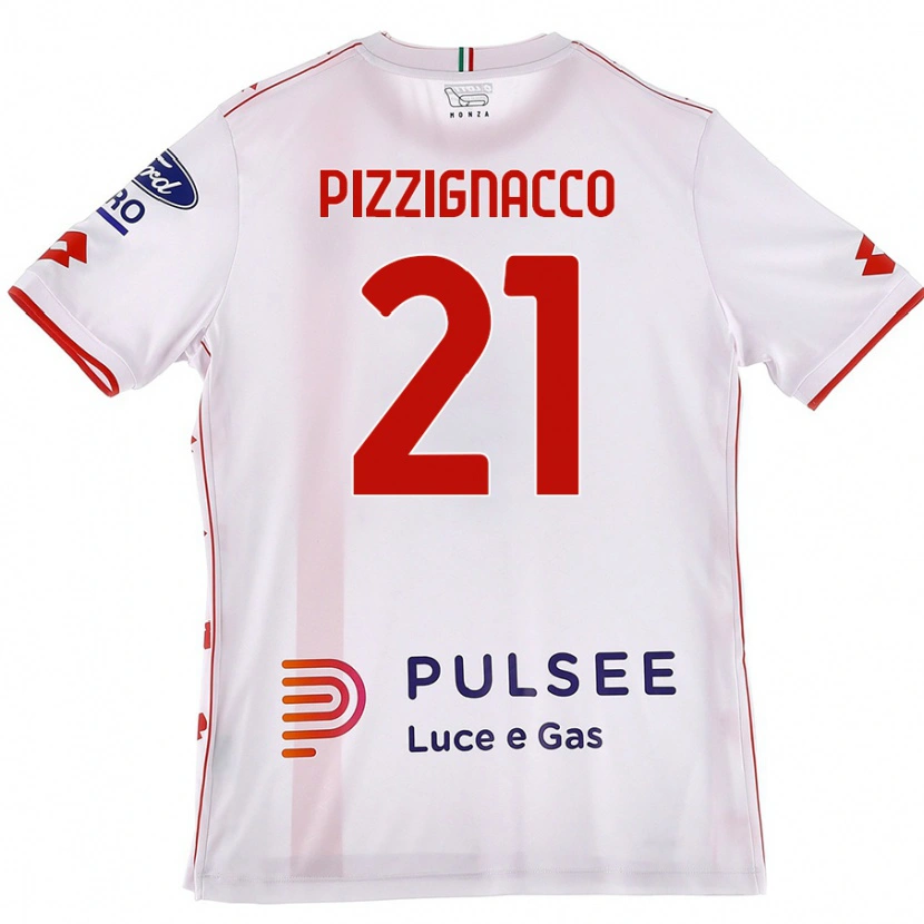 Danxen Uomo Maglia Semuel Pizzignacco #21 Bianco Rosso Kit Gara Away 2024/25 Maglietta