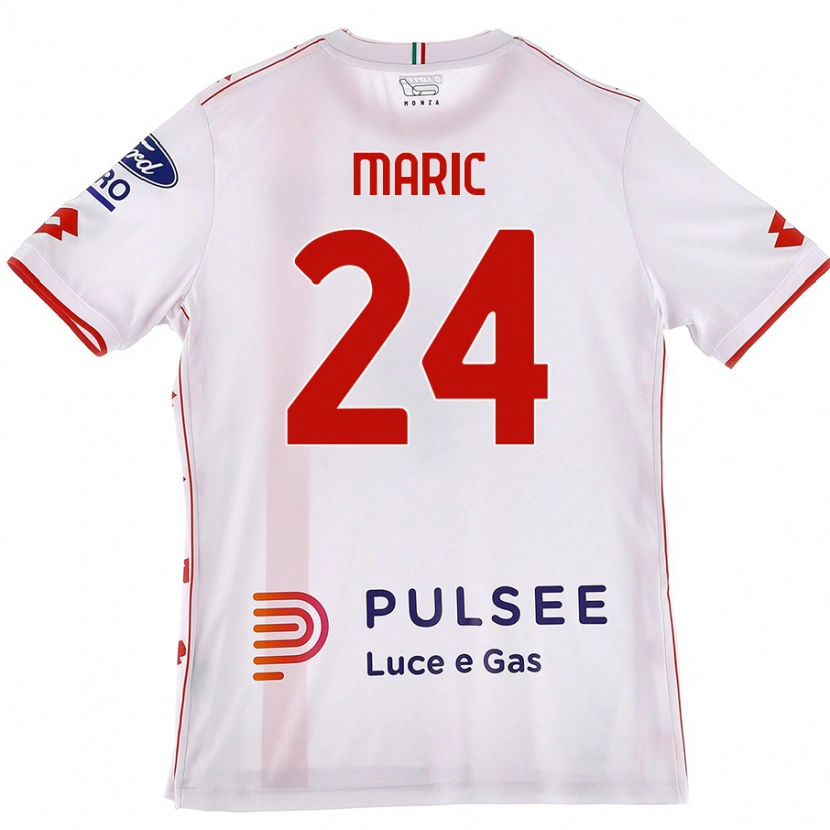 Danxen Uomo Maglia Mirko Maric #24 Bianco Rosso Kit Gara Away 2024/25 Maglietta