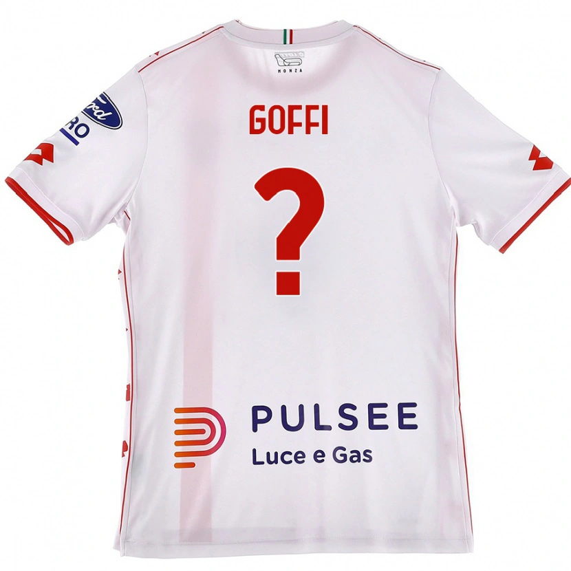Danxen Uomo Maglia Tommaso Goffi #0 Bianco Rosso Kit Gara Away 2024/25 Maglietta