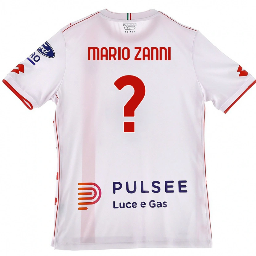 Danxen Uomo Maglia Mario Zanni #0 Bianco Rosso Kit Gara Away 2024/25 Maglietta