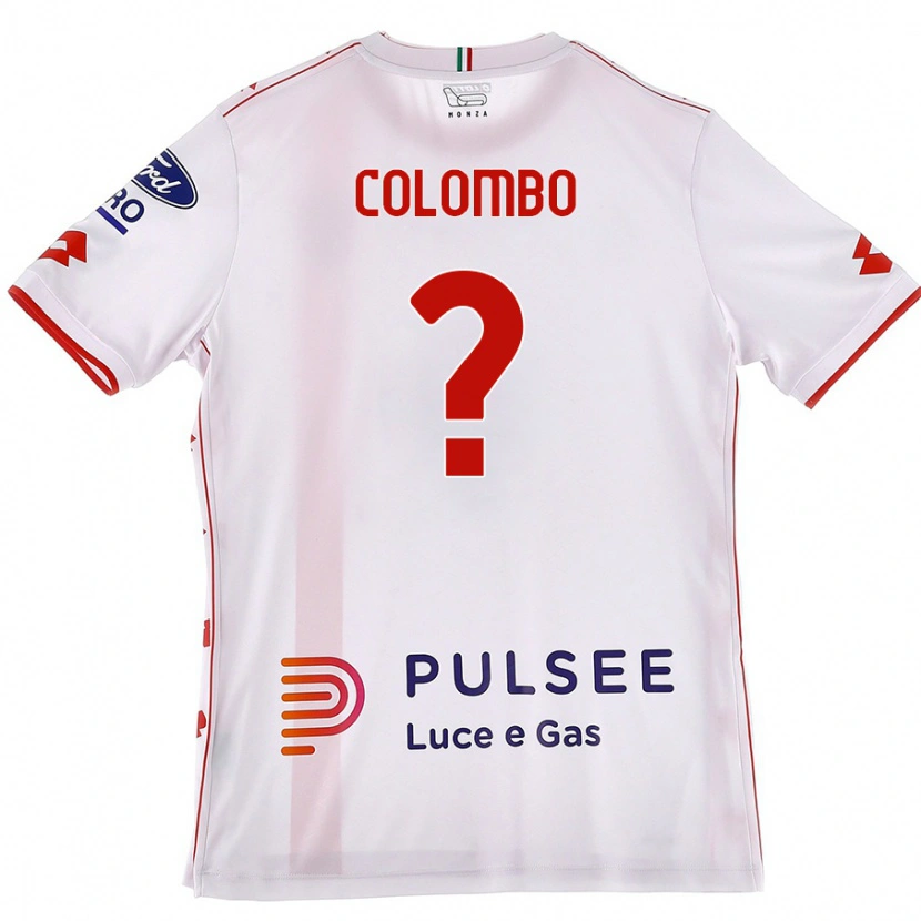 Danxen Uomo Maglia Davide Colombo #0 Bianco Rosso Kit Gara Away 2024/25 Maglietta