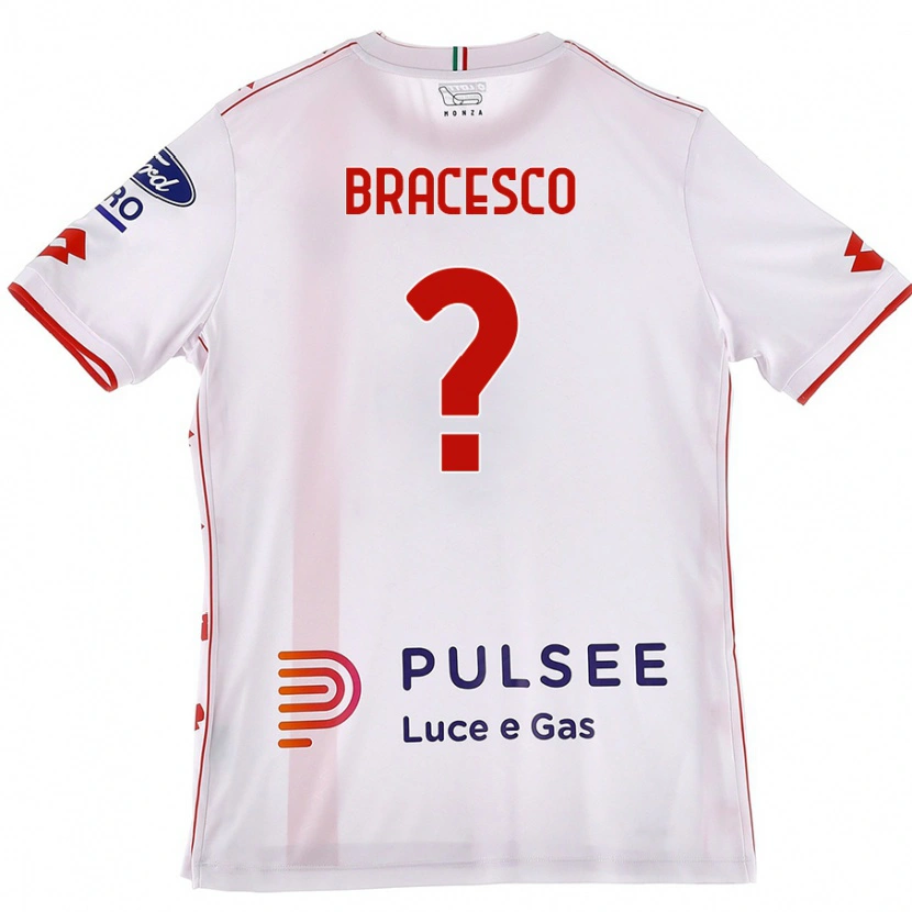 Danxen Uomo Maglia Riccardo Bracesco #0 Bianco Rosso Kit Gara Away 2024/25 Maglietta