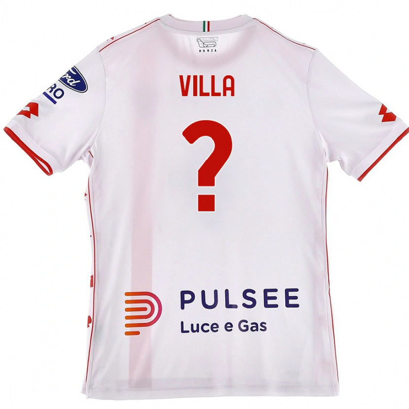 Danxen Uomo Maglia Manuel Villa #0 Bianco Rosso Kit Gara Away 2024/25 Maglietta