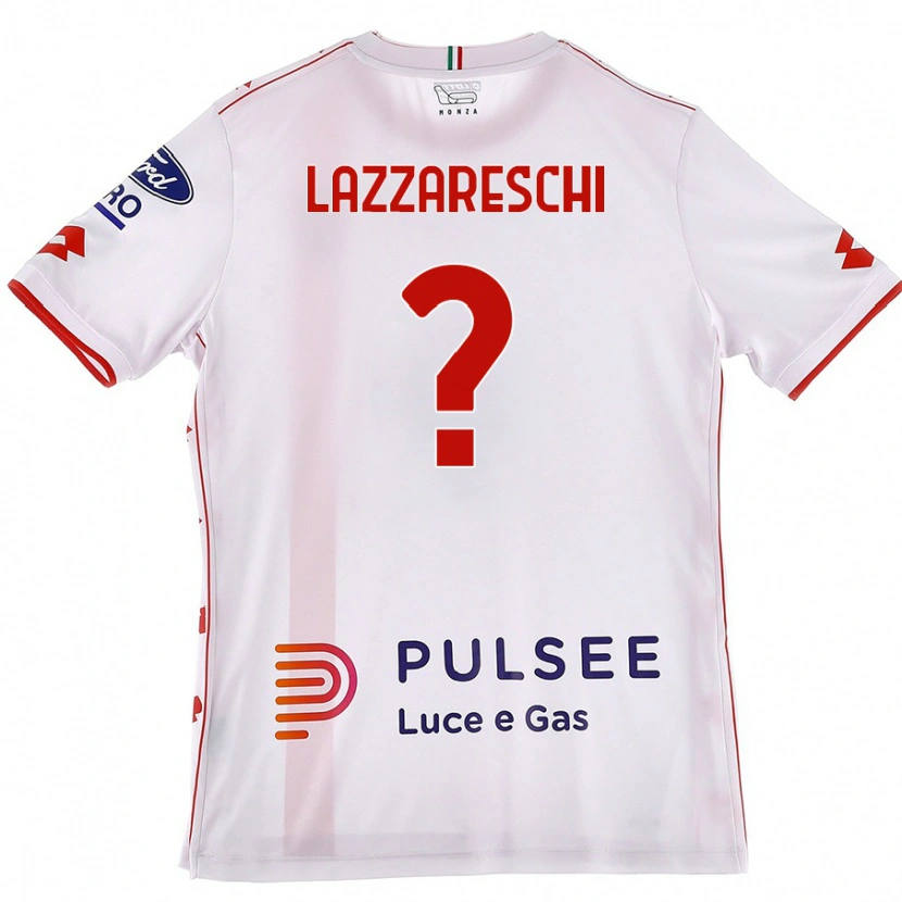 Danxen Uomo Maglia Andrea Lazzareschi #0 Bianco Rosso Kit Gara Away 2024/25 Maglietta