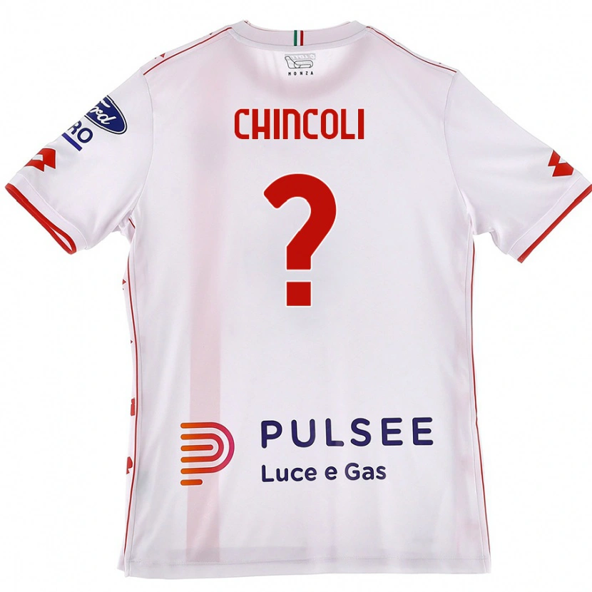 Danxen Uomo Maglia Lorenzo Chincoli #0 Bianco Rosso Kit Gara Away 2024/25 Maglietta