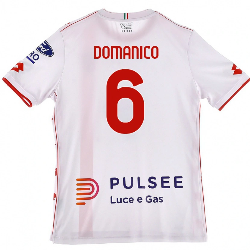 Danxen Uomo Maglia Saverio Domanico #6 Bianco Rosso Kit Gara Away 2024/25 Maglietta