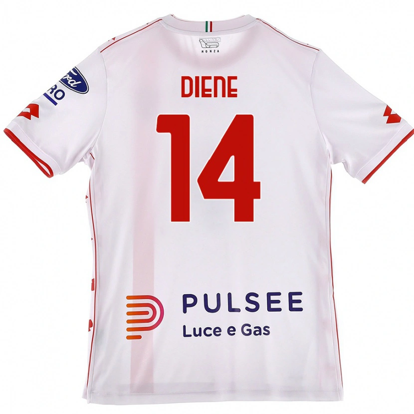 Danxen Uomo Maglia Abdou Diene #14 Bianco Rosso Kit Gara Away 2024/25 Maglietta