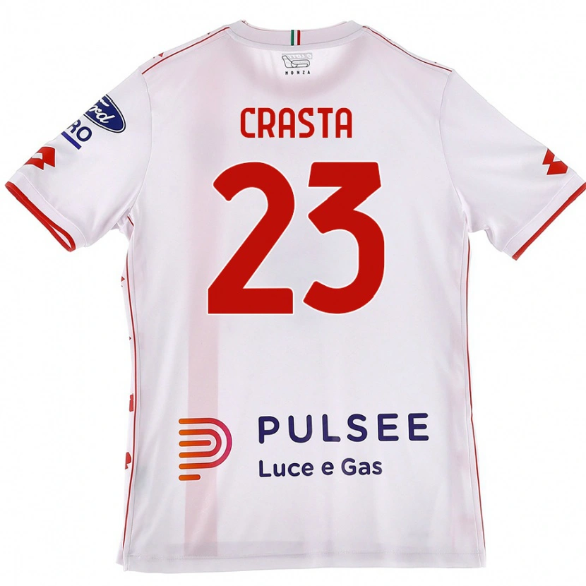 Danxen Uomo Maglia Mario Crasta #23 Bianco Rosso Kit Gara Away 2024/25 Maglietta