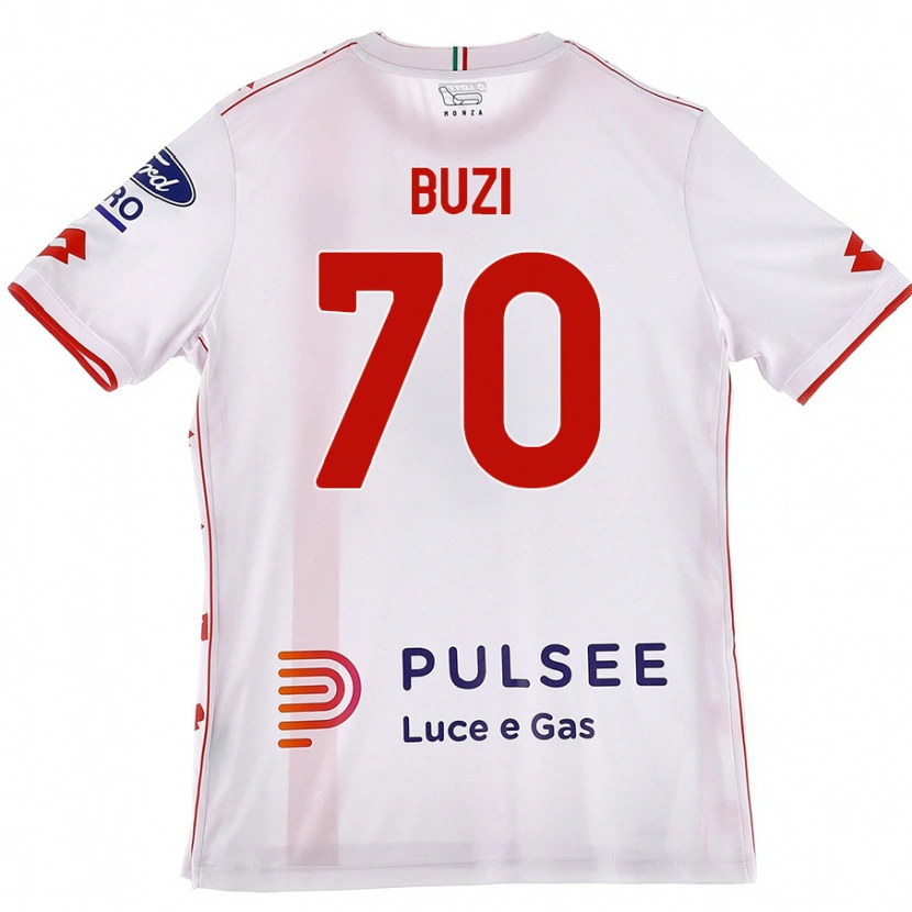 Danxen Uomo Maglia Luis Buzi #70 Bianco Rosso Kit Gara Away 2024/25 Maglietta