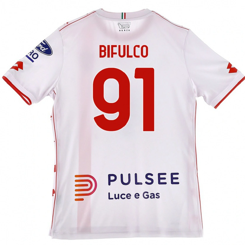 Danxen Uomo Maglia Davide Bifulco #91 Bianco Rosso Kit Gara Away 2024/25 Maglietta