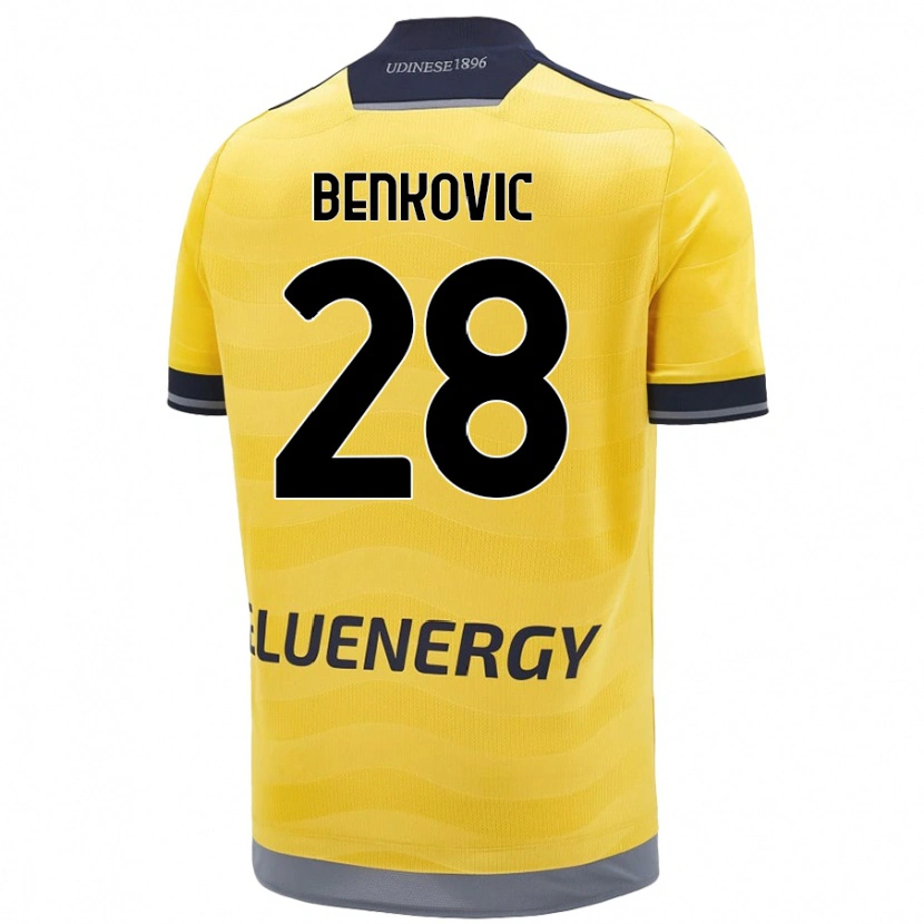Danxen Uomo Maglia Filip Benkovic #28 Oro Kit Gara Away 2024/25 Maglietta