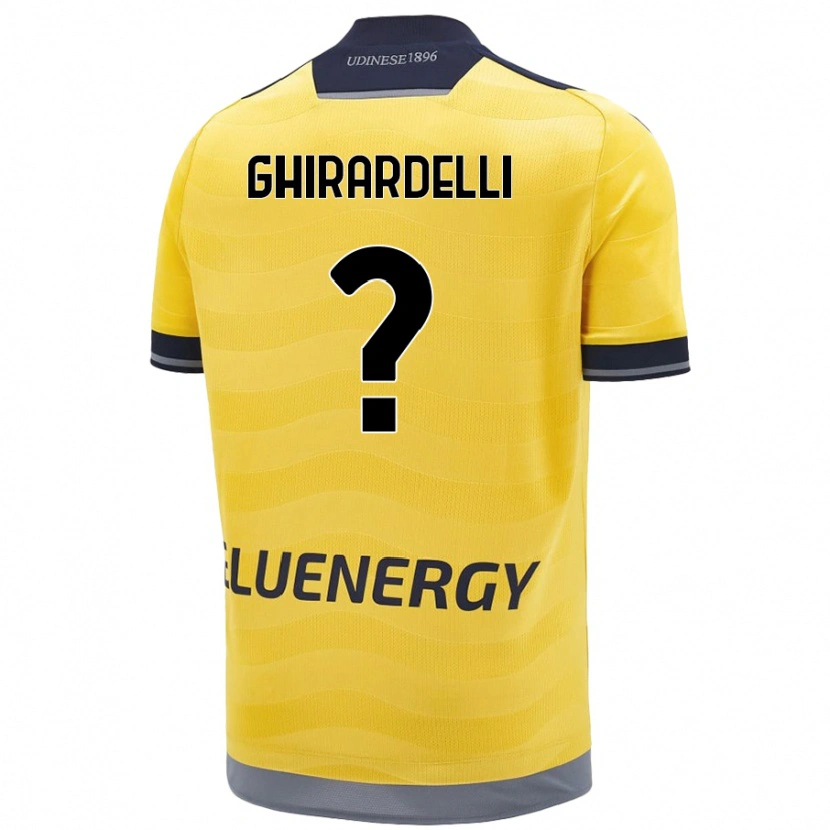 Danxen Uomo Maglia Davide Ghirardelli #0 Oro Kit Gara Away 2024/25 Maglietta