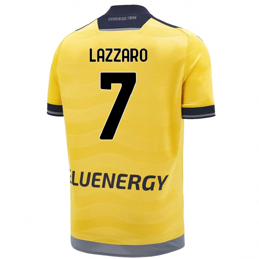Danxen Uomo Maglia Davide Lazzaro #7 Oro Kit Gara Away 2024/25 Maglietta