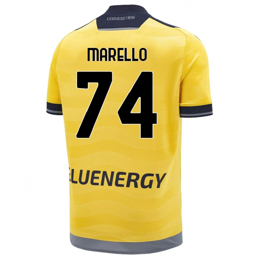 Danxen Uomo Maglia Mattia Marello #74 Oro Kit Gara Away 2024/25 Maglietta