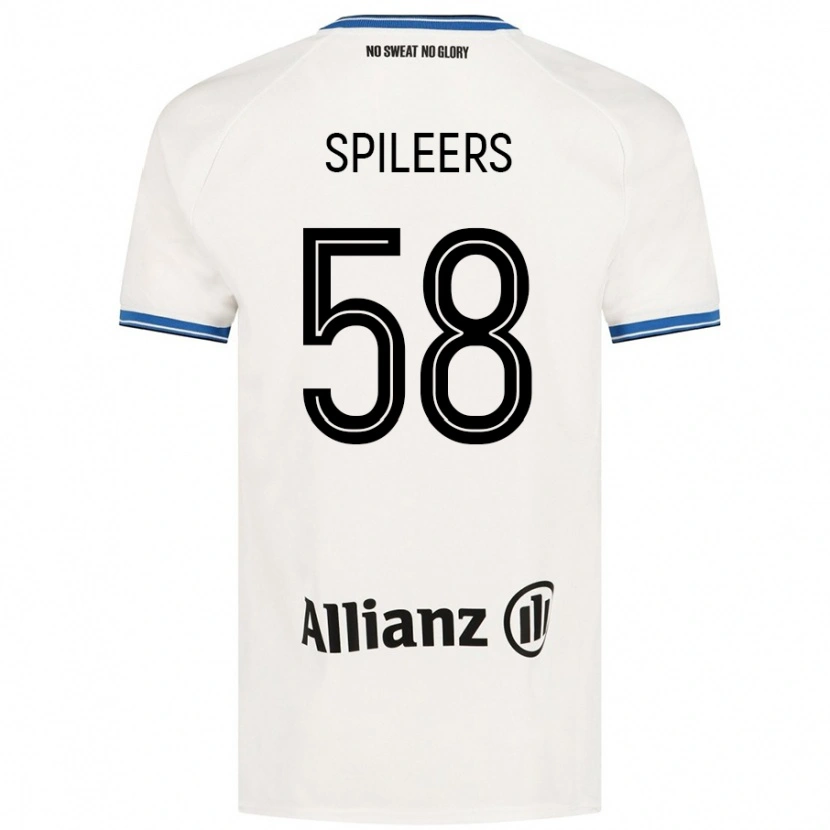 Danxen Uomo Maglia Jorne Spileers #58 Bianco Kit Gara Away 2024/25 Maglietta