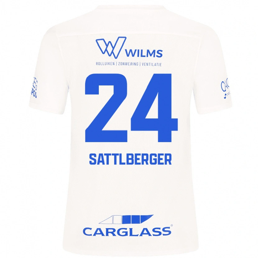 Danxen Uomo Maglia Nikolas Sattlberger #24 Bianco Kit Gara Away 2024/25 Maglietta
