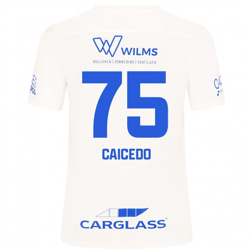 Danxen Uomo Maglia Alfred Caicedo #75 Bianco Kit Gara Away 2024/25 Maglietta