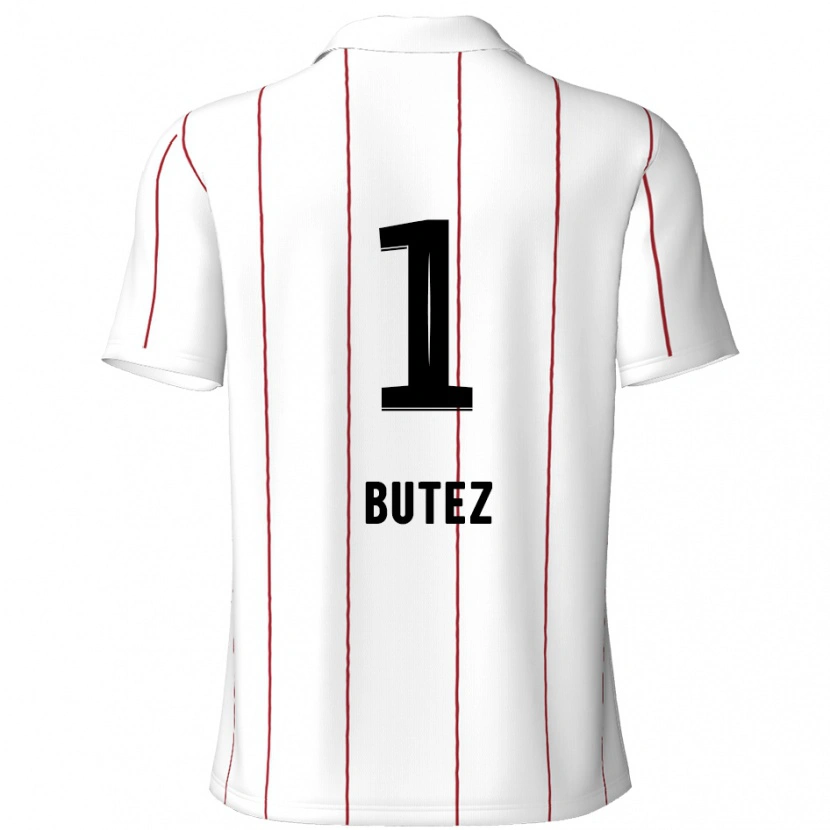 Danxen Uomo Maglia Jean Butez #1 Bianco Nero Kit Gara Away 2024/25 Maglietta