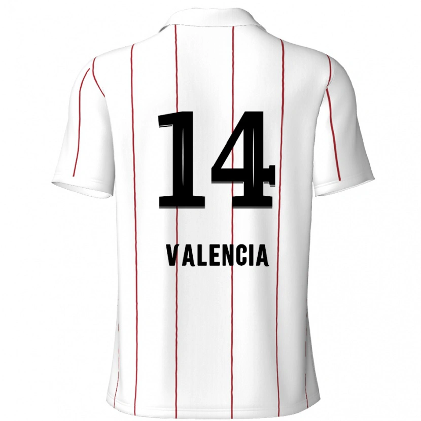 Danxen Uomo Maglia Anthony Valencia #14 Bianco Nero Kit Gara Away 2024/25 Maglietta